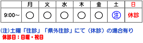 診療時間･休診日一覧表